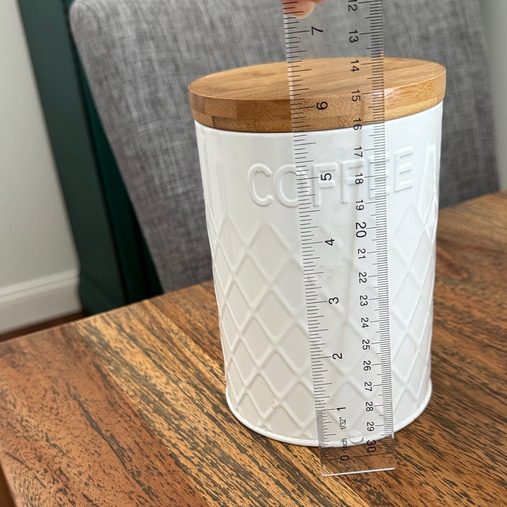 White Coffee Canister with Bamboo Lid - Picture 2 of 5